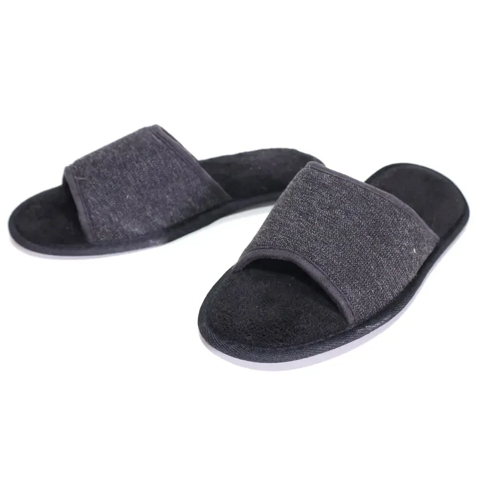 Gold Toe Mens Open Toe Memory Foam Slippers - Mens Medium (8-9) - Black - NIB
